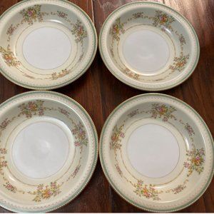 Noritake Aladdin Fine China Minuet Occupied Japan rimmed soup bowls set of 4